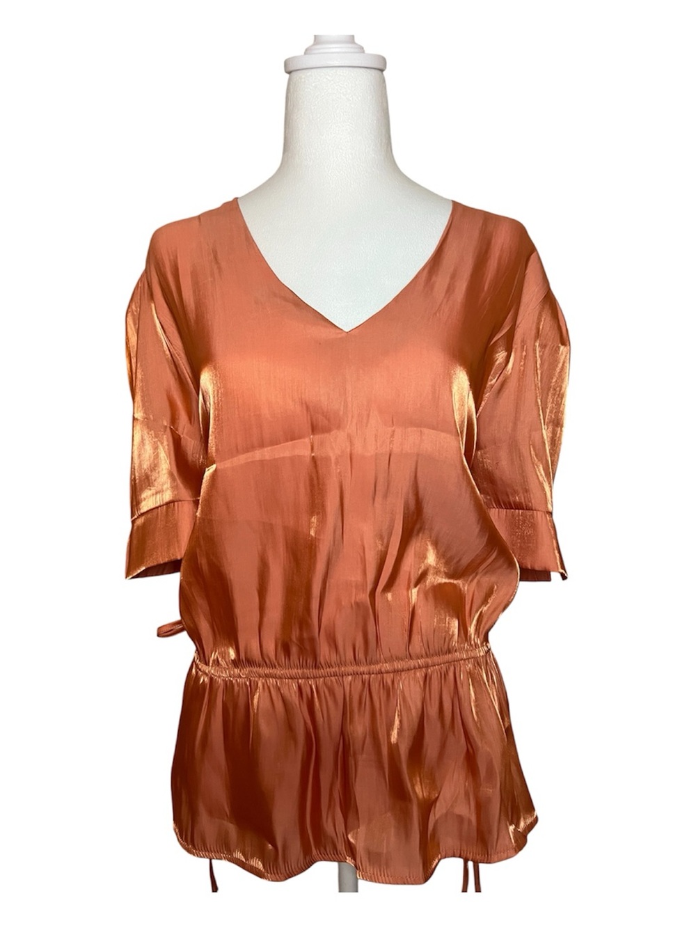 BNWT Plus Size Addition Elle Shimmery Orange V-Neck Peplum Camisole 2X